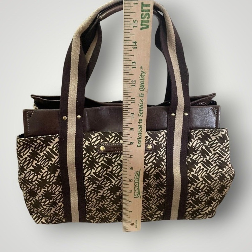 Tommy Hilfiger Tote Bag Medium Brown Canvas Satchel Classic Designer Old Money - Picture 6 of 10